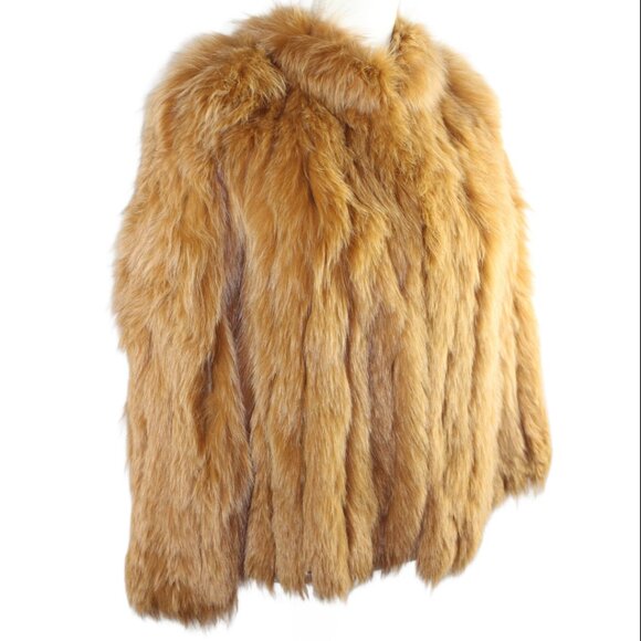 Dyed Fox Waist Jacket with Leather Accent Panels, Size Sm/Med - Picture 6 of 9